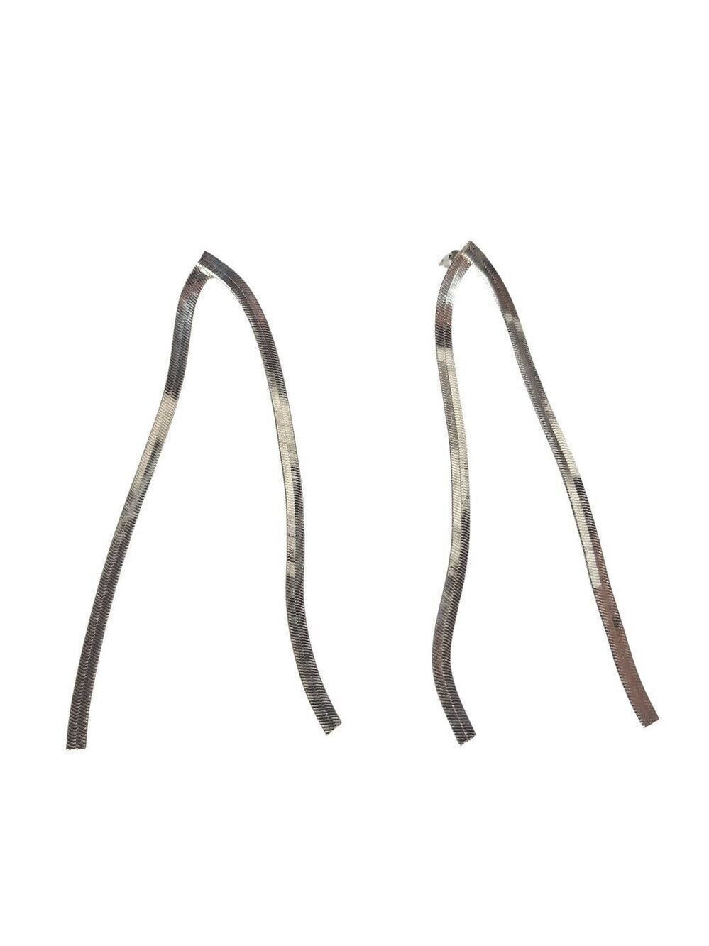 Silver Tone Herringbone Earrings